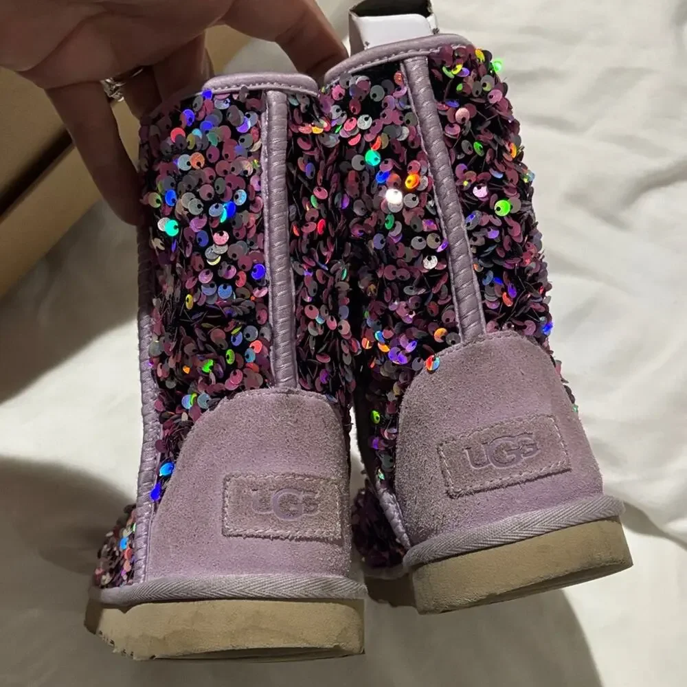 UGG 3 classic II Stellar sequin boot lavander pink shade guc box stored